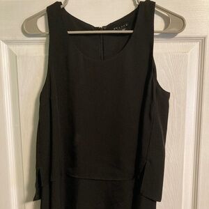 Theory Izidora 100% silk layered black tank top